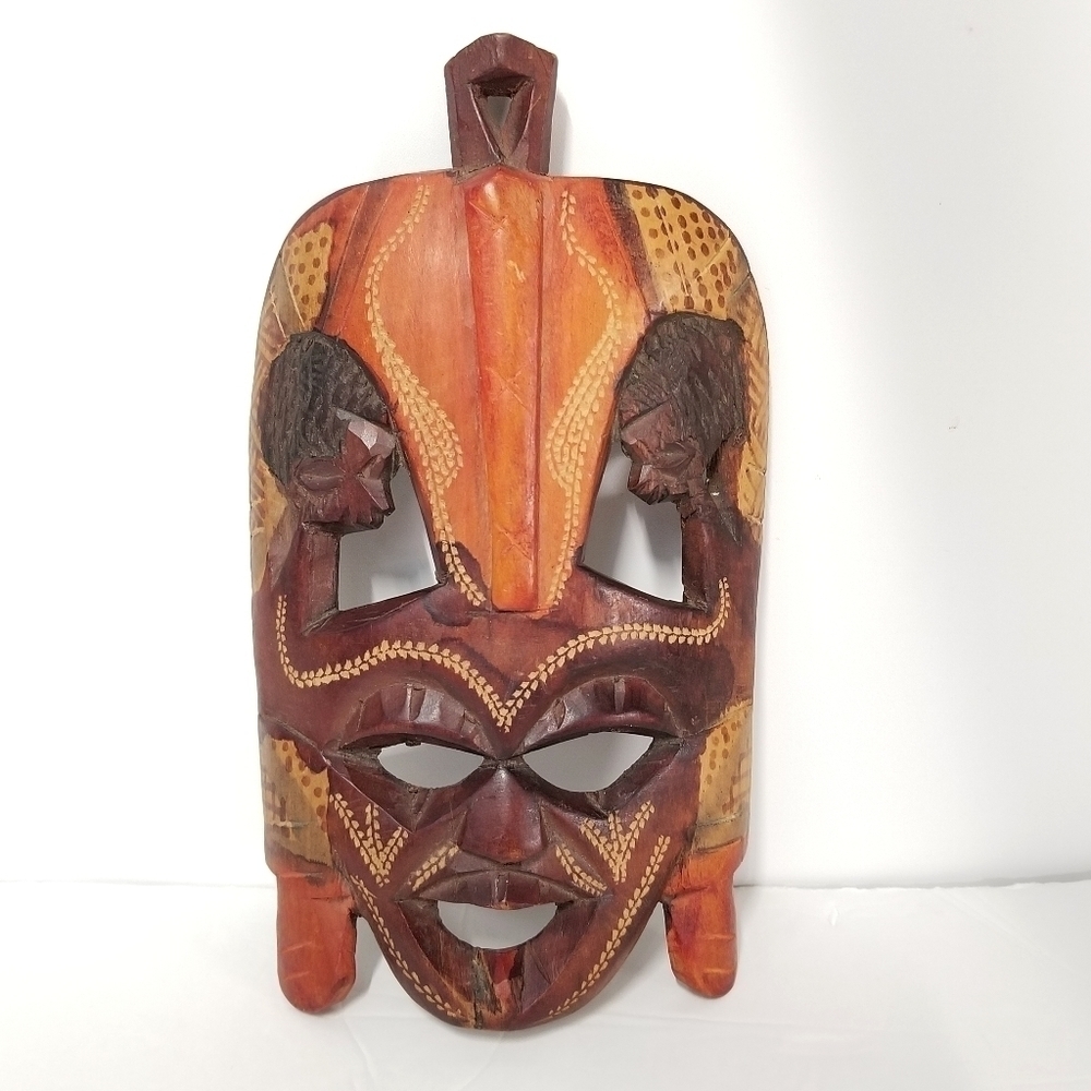 Vintage Handcarved Handpainted Tribal Collectible Mask or Wall Decor